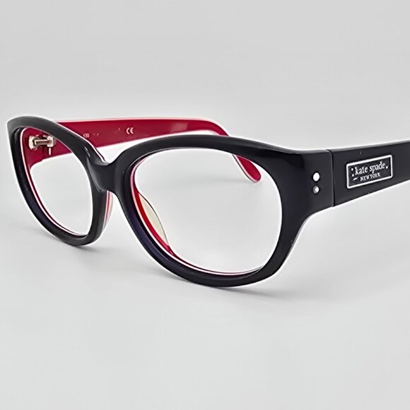 Kate Spade New York Bri DC8 XO Gloss Black on Red Cat Eye Sunglasses Frame 54mm - Picture 1 of 14